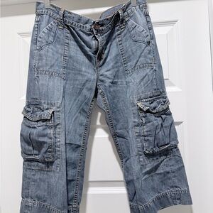 Women's Casual Blue Cargo Capris